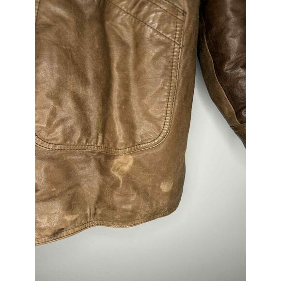 Vintage Phase 3 Genuine Leather Snap Button Oversized Jacket Brown Mens XL - Picture 10 of 15